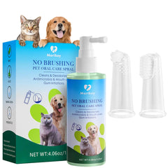 Morikey Pet Oral Spray Clean Gentle Bad Breath Treatment Cleaning for Teeth Gums and Oral Health Care for Your Dogs and Cats 2 Teeth Brushes Included 4.06 Fl Oz
