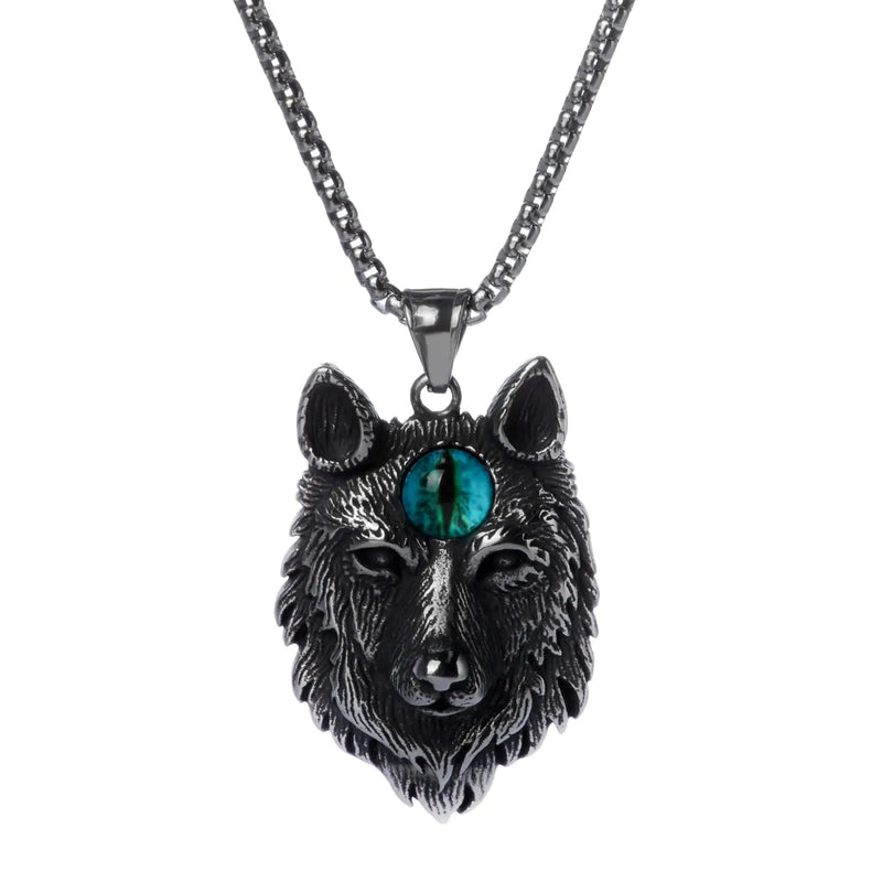 Viking Wolf Pendant Domineering Hip Hop Mens Trendy Personality Python Pendant Necklace Gift Jewelry(wolf)