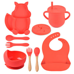 8-Piece Baby Tableware Set with Squirrel Theme