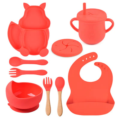 8-Piece Baby Tableware Set with Squirrel Theme