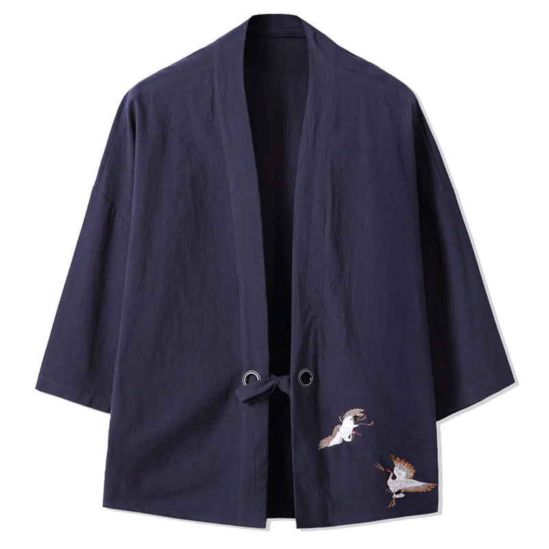 Fashion Mens Cotton Blends Linen Cloak Open Front Cardigan Kimono Jackets