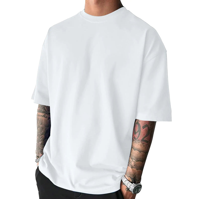 Mens Fashion Oversized Tshirts Workout Short Sleeve T-Shirt Dry Fit Lightweight Crewneck Tee Tops White