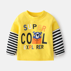 Cute Cotton Round Neck Non-Hooded Kids' Fashion Wear