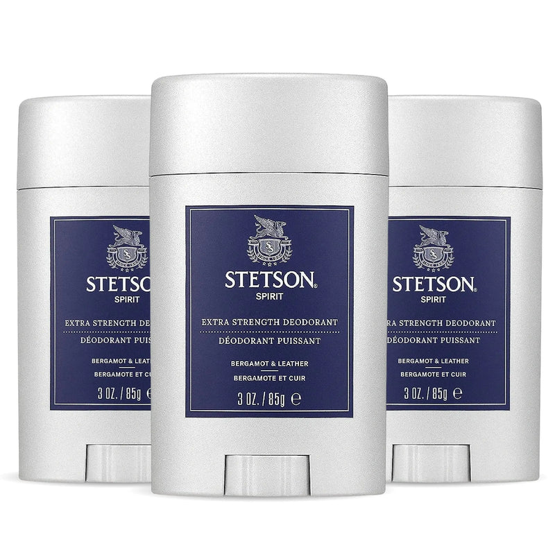 Stetson Personal Care Extra Strength Deodorant by Scent Beauty - Gel Mens Deodorant Stick for Grooming Kit - 3 oz - 3 Pack - Spirit