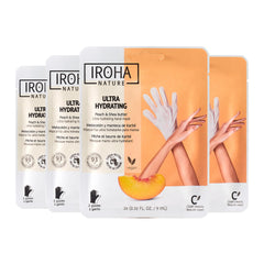 IROHA NATURE Hand Mask with Peach & Shea Butter - 4 Pairs - Moisturizing Gloves for Dry Cracked Aging Hands | Intensive Skincare Self Care Gift Set Personal Care Vegan & Natural