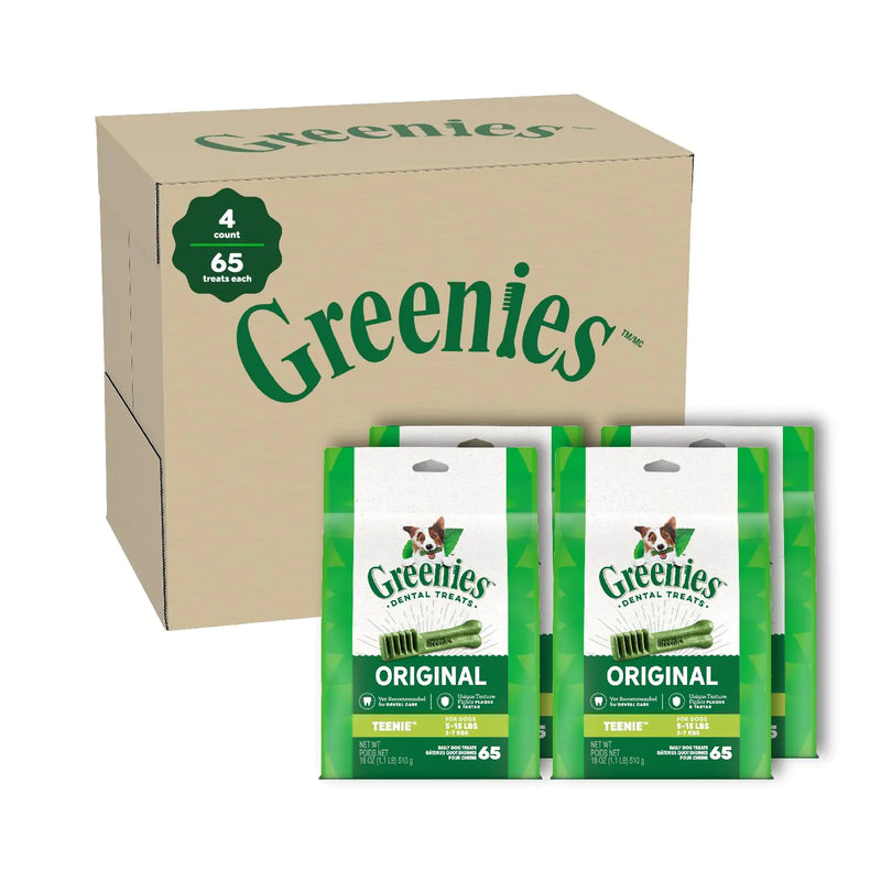 GREENIES Original TEENIE Natural Dog Dental Care Chews Oral Health Dog Treats 72 oz. Pack (260 Treats)