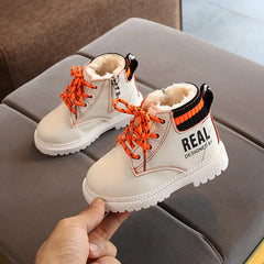 Kids Fashion Cotton Martin Boots with Warm Side Zipper
