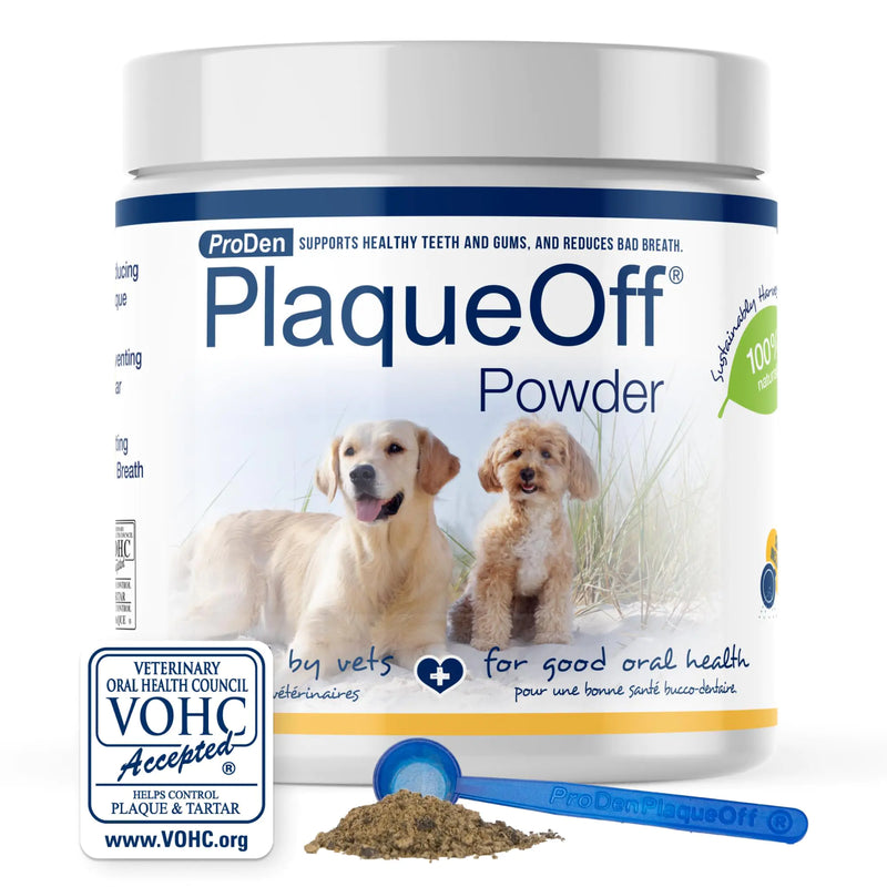 ProDen PlaqueOff Powder for Dogs & Cats - Pet Dental Care Supplement for Teeth Cleaning & Oral Health - Dog Breath Freshener & Plaque Remover - 180 g