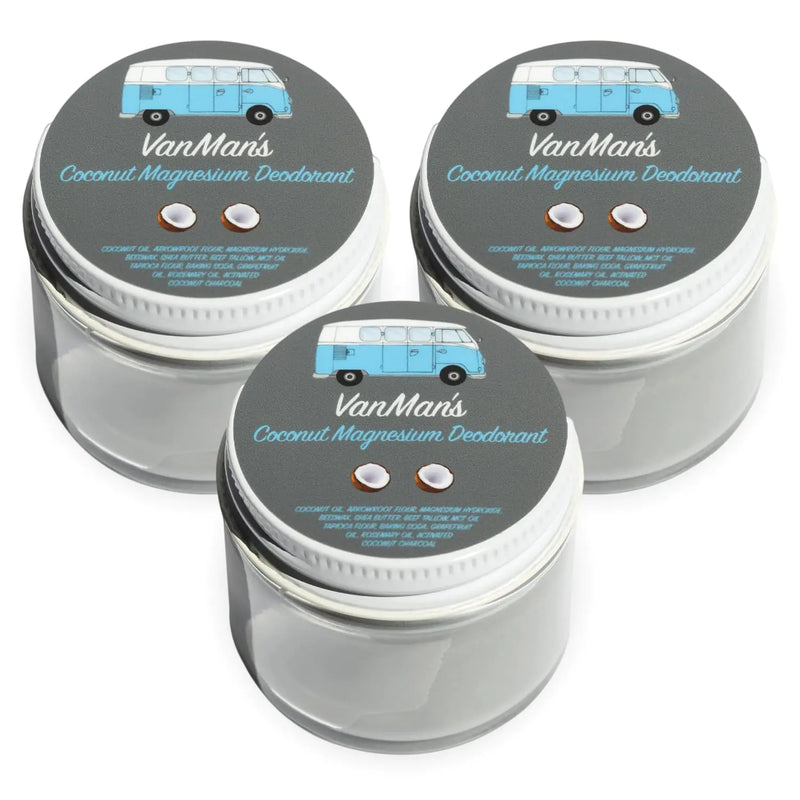Vanman’s - Handmade Coconut and Magnesium Deodorant (3 Pack) - Routine Deodorant - Odor Control for Underarms - Magnesium Deodorant For Women and Men - Personal Care Products - 2.5 ounce