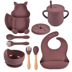 8-Piece Baby Tableware Set with Squirrel Theme