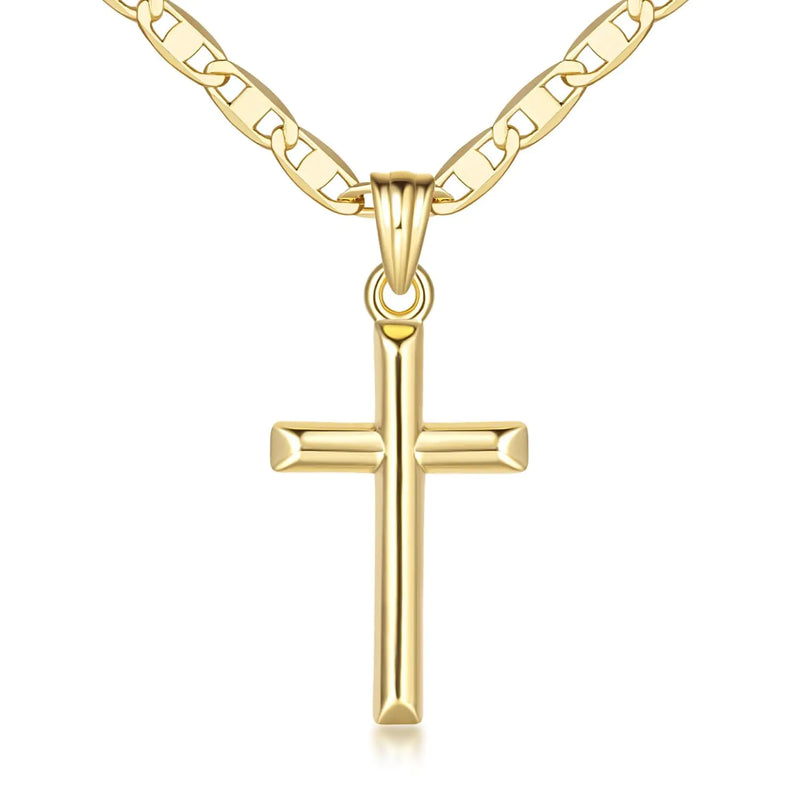 JADE KOS Cross Necklace for Women 14K Gold Cross Necklaces for Women Cross Chain Minimalist Gold Cross Pendant Necklaces for Womens Gold Cross Necklace Faith Gold Jewelry Gifts 26mm