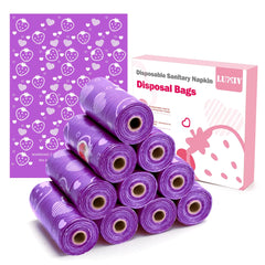 150Pcs Sanitary Napkin Disposal Bags Luxiv Pink Disposable Sanitary Bag Personal Care Disposal Bags for Tampons Trash Bag Disposable Mini Bag for Women Privacy Handling Bag Diaper Sack (Purple)