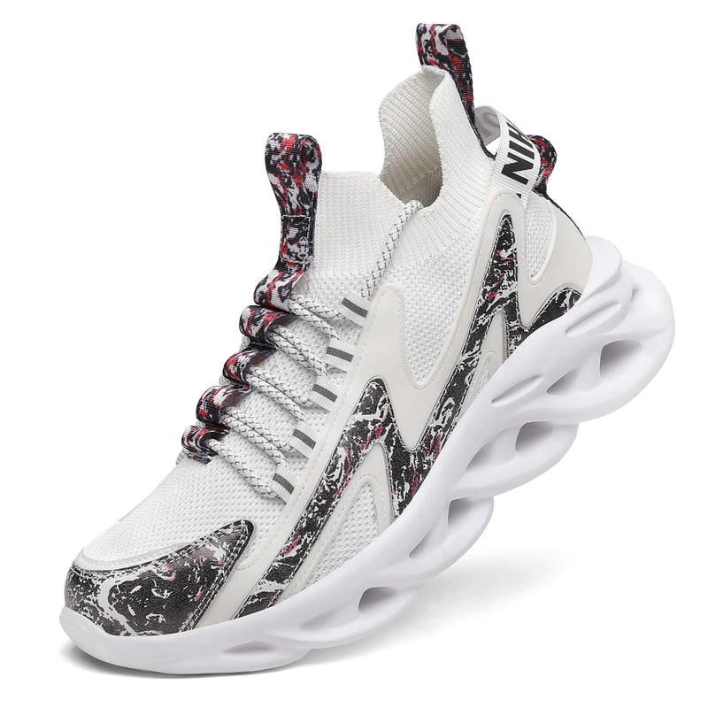 Nihaoya Sneakers for Men Non Slip Running Shoes Athletic Casual Blade Type Shoe Mens Fashion Breathable Walking Sneaker White Size 9