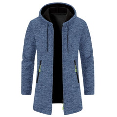SUERGHWAX Mens Cardigan Jacket Medium Long Thermal Loose Coat Hooded Drawstring Warm Sweaters Fashion Knitted Jackets Mens Coat Winter Clearance Long Hooded Cardigan Men(NavyLarge)