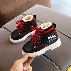 Kids Fashion Cotton Martin Boots with Warm Side Zipper