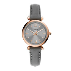 Fossil Womens Carlie Mini Quartz Stainless Steel and Leather Watch Color: Rose Gold gray (Model: ES5068)